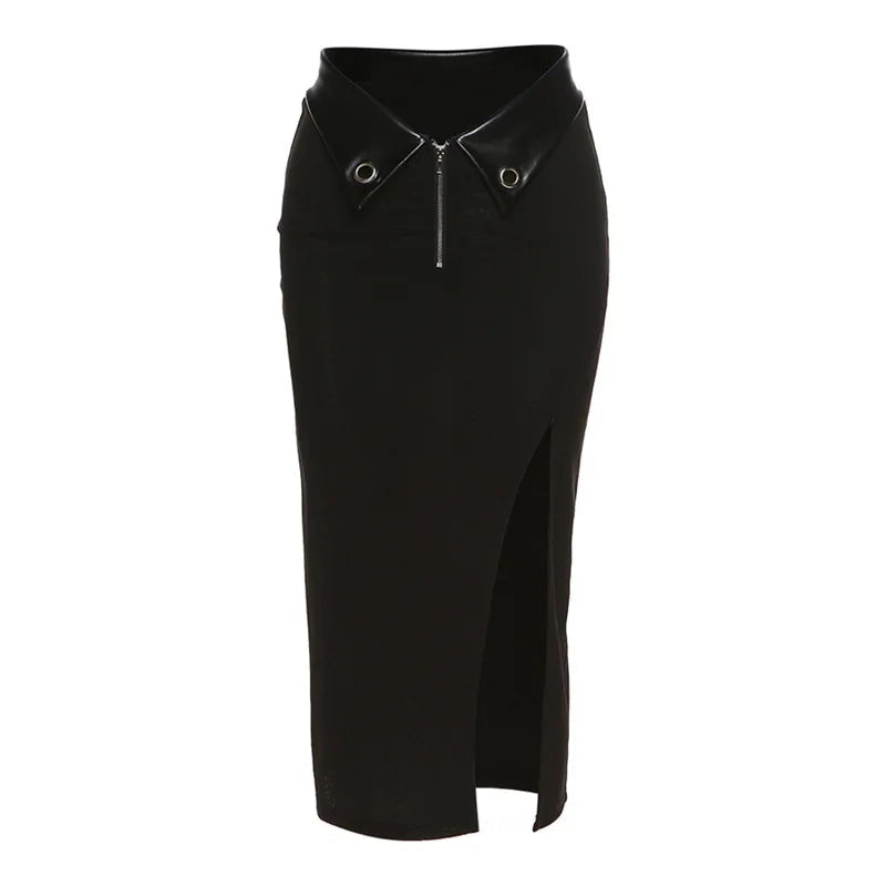 New Black Irregular Summer Charm Split Long Slim Party Bodycon Skirt