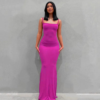 Y2k Sleeveless Skinny Bodycon Trumpet Maxi Dress