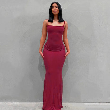 Y2k Sleeveless Skinny Bodycon Trumpet Maxi Dress