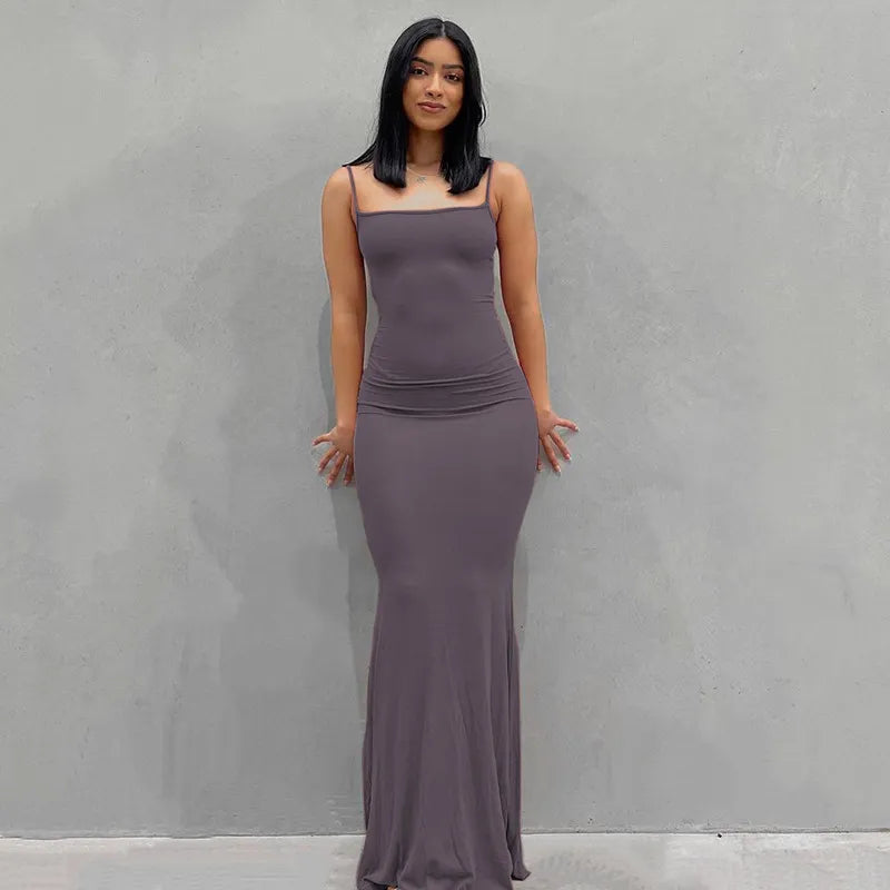 Y2k Sleeveless Skinny Bodycon Trumpet Maxi Dress