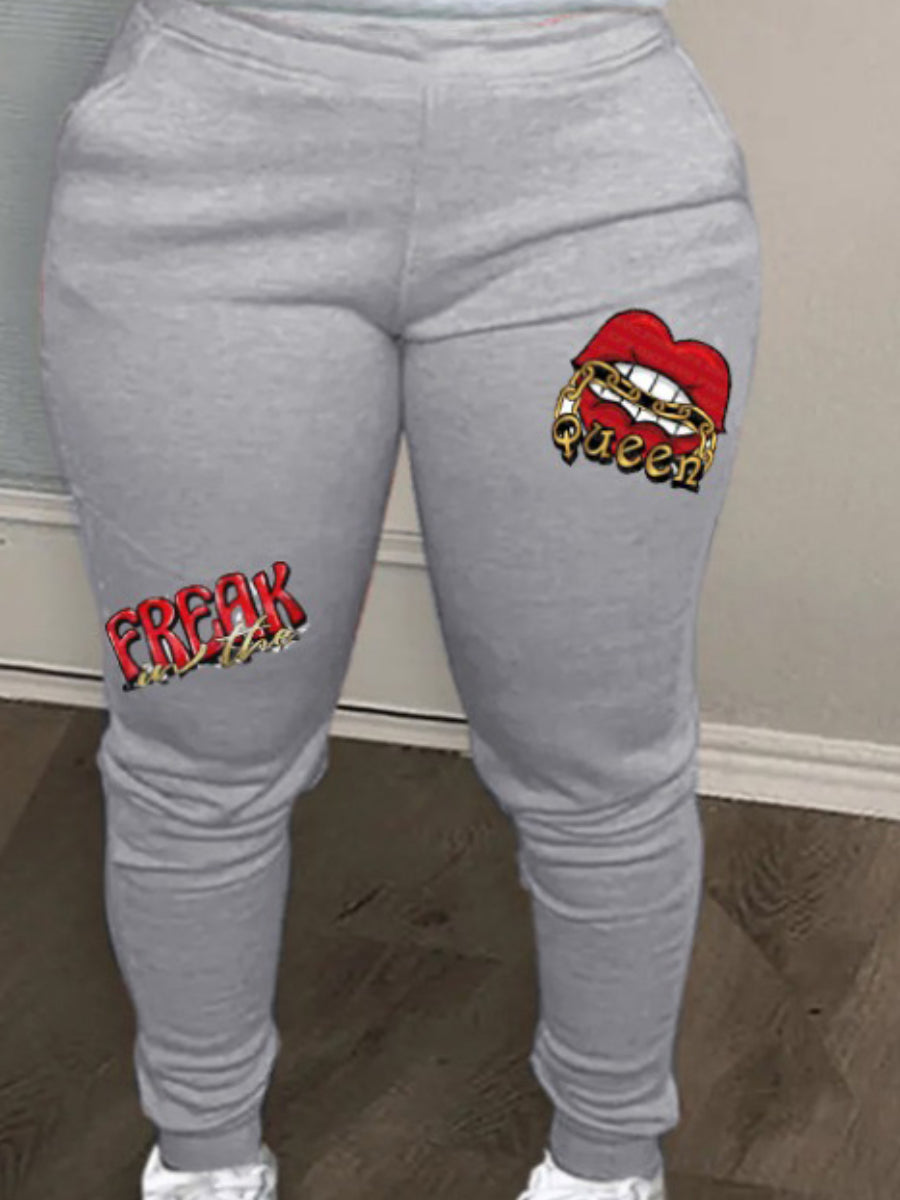 Cartoon Letter Print Pants Set Bo2157