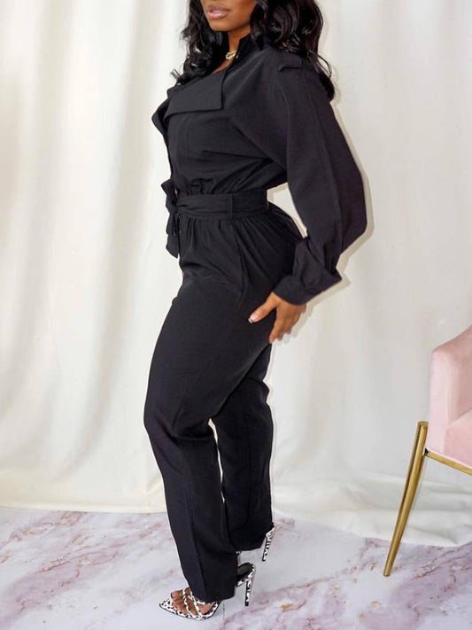 Button Bandage Design Jumpsuit Ac2018
