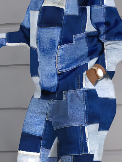 Plaid Print Pocket Design Pants Set Bo2124