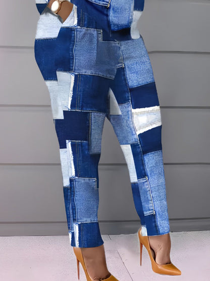 Plaid Print Pocket Design Pants Set Bo2124