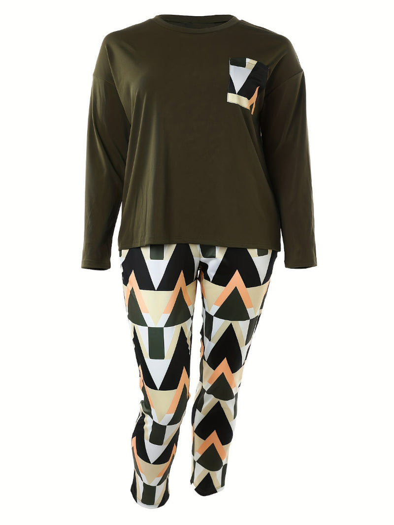 Plaid Print Pocket Design Pants Set Bo2124