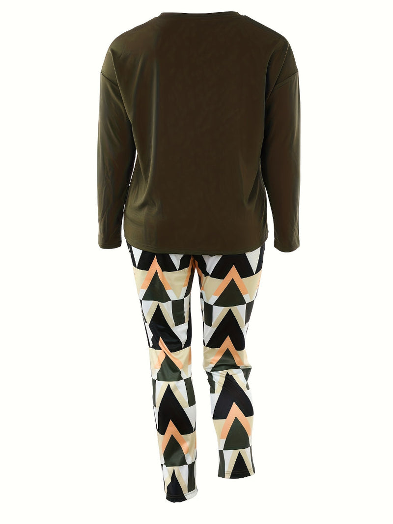 Plaid Print Pocket Design Pants Set Bo2124