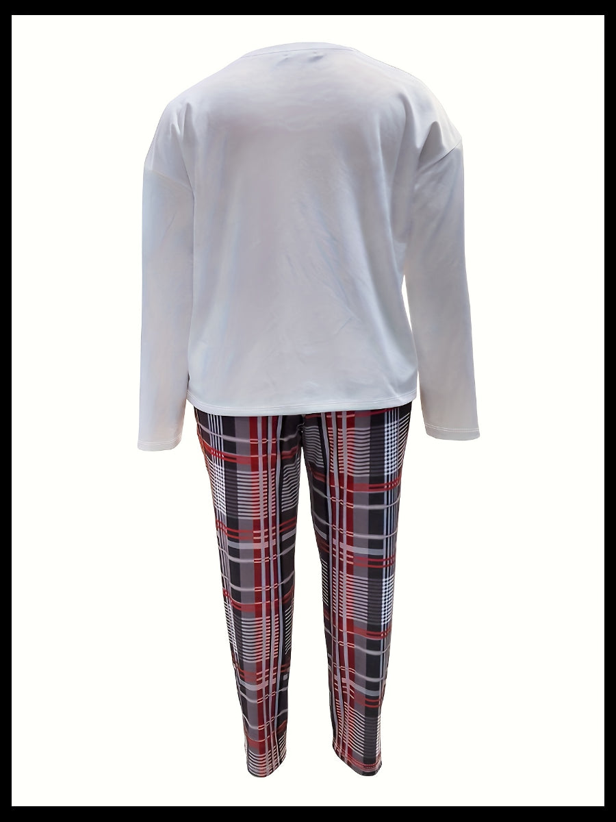 Plaid Print Pocket Design Pants Set Bo2124