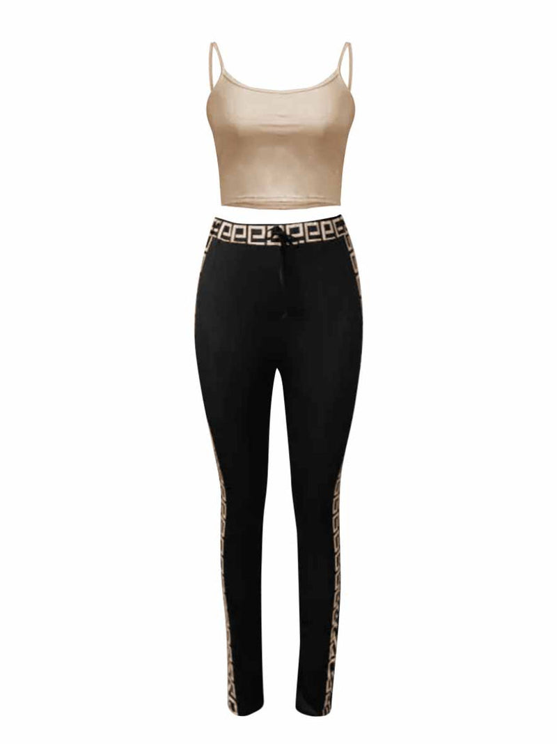 Cami Leopard Print Drawstring Three Piece Pants Set Bo3024