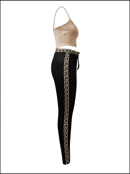Cami Geometric Print Drawstring Three Piece Pants Set Bo5084