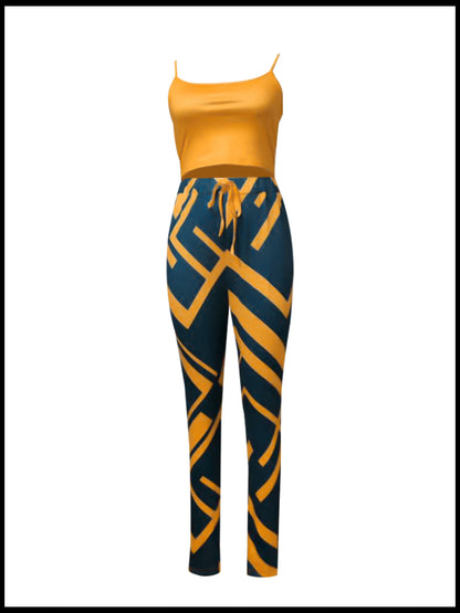 Cami Mixed Print Drawstring Three Piece Pants Set Bo50103