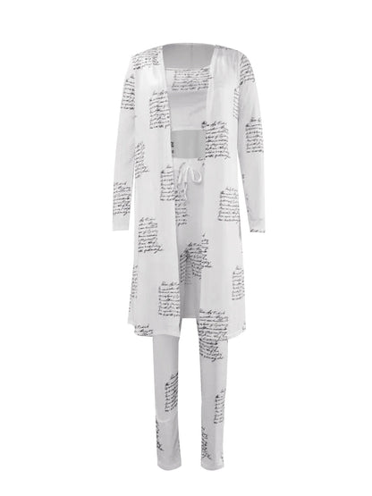 Cami Geometric Print Drawstring Three Piece Pants Set Bo5084