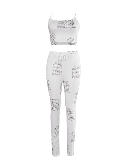 Cami Geometric Print Drawstring Three Piece Pants Set Bo5084