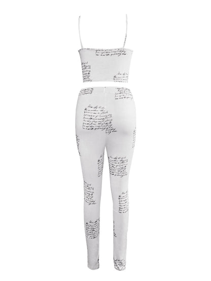 Cami Geometric Print Drawstring Three Piece Pants Set Bo5084