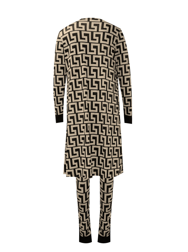Cami Geometric Print Drawstring Three Piece Pants Set Bo5084