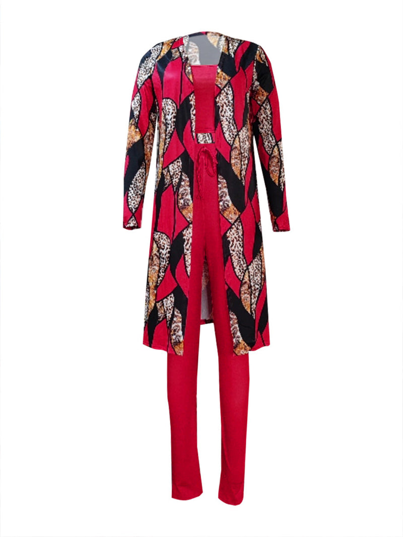 Cami Mixed Print Drawstring Three Piece Pants Set Bo50103