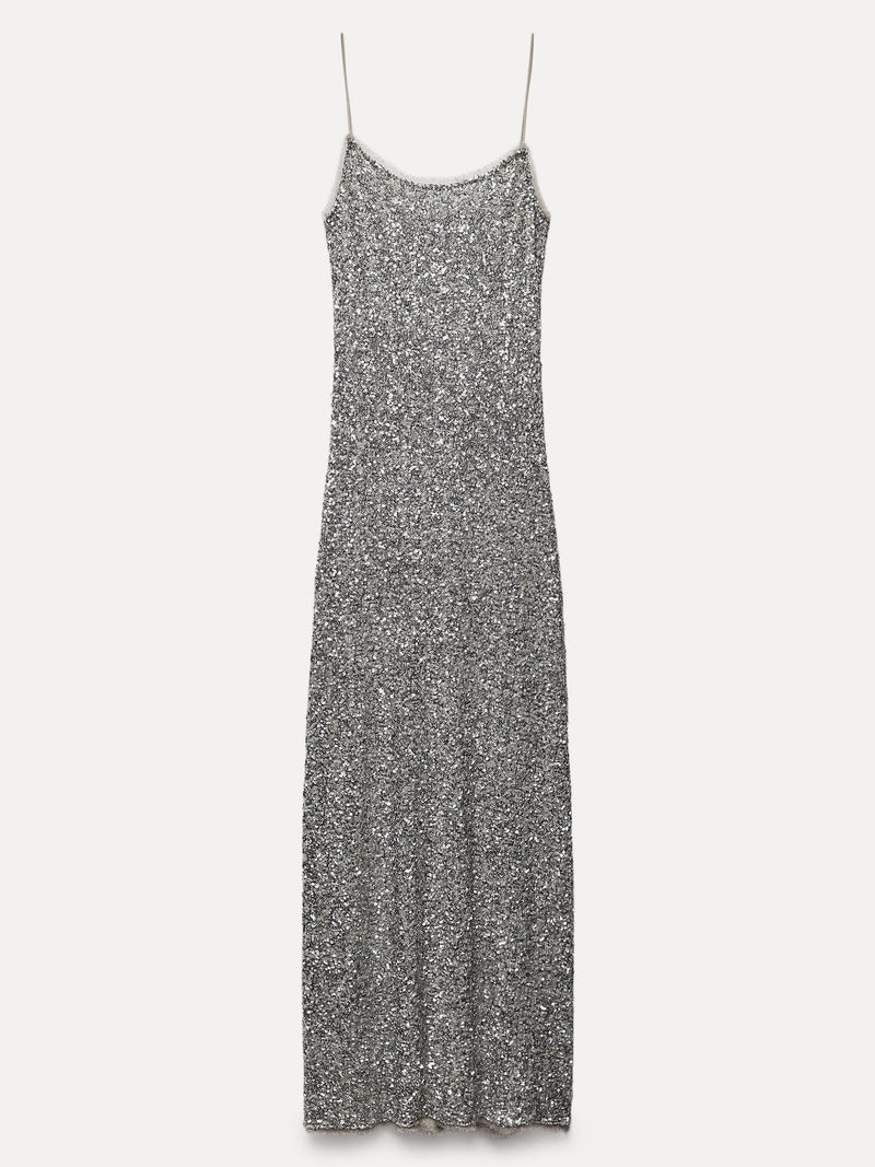 Sequin Slip Round Neck Dress