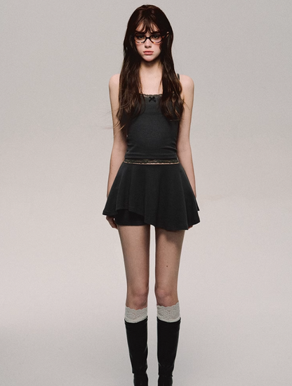 Lace Trim Biker Camisole/cardigan/short/culottes