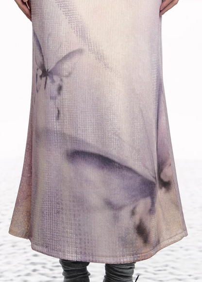 Dual-tone Knitted Dress and Shawl Set