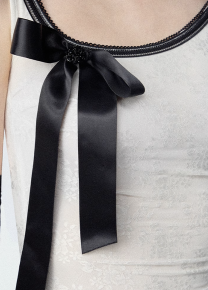 Detachable Bow Lace Spliced Suspender Dress