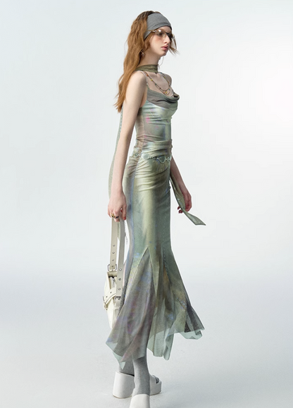 Luxe Diamond Chain Print Dress
