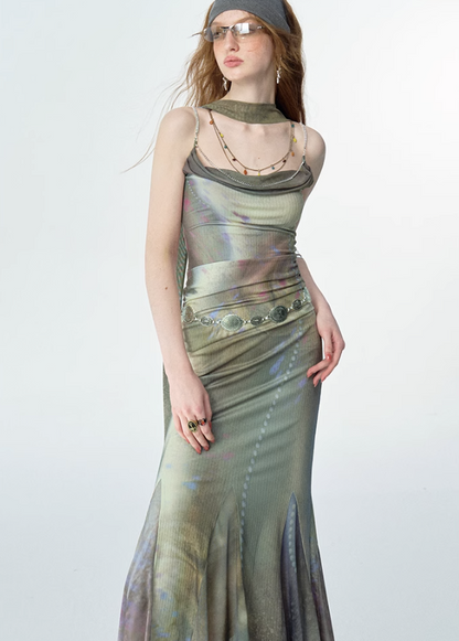 Luxe Diamond Chain Print Dress