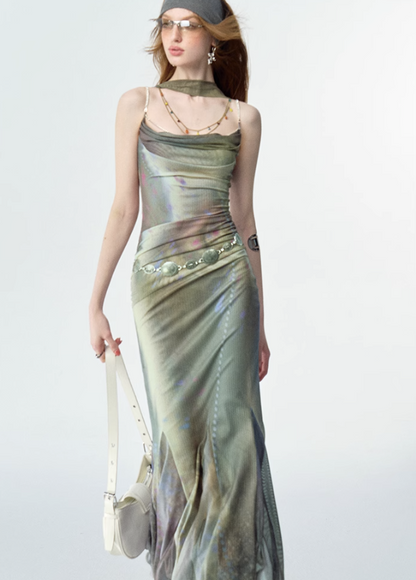 Luxe Diamond Chain Print Dress
