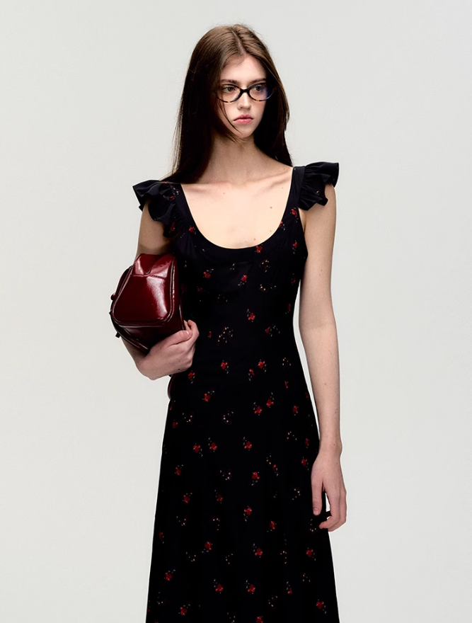Ruffle Strap Maxi Dress