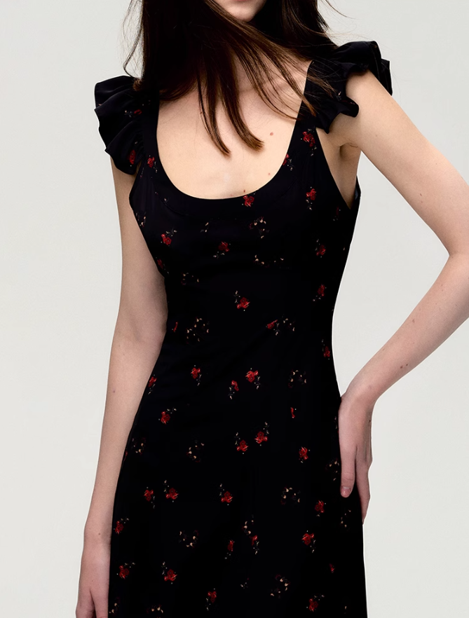 Ruffle Strap Maxi Dress