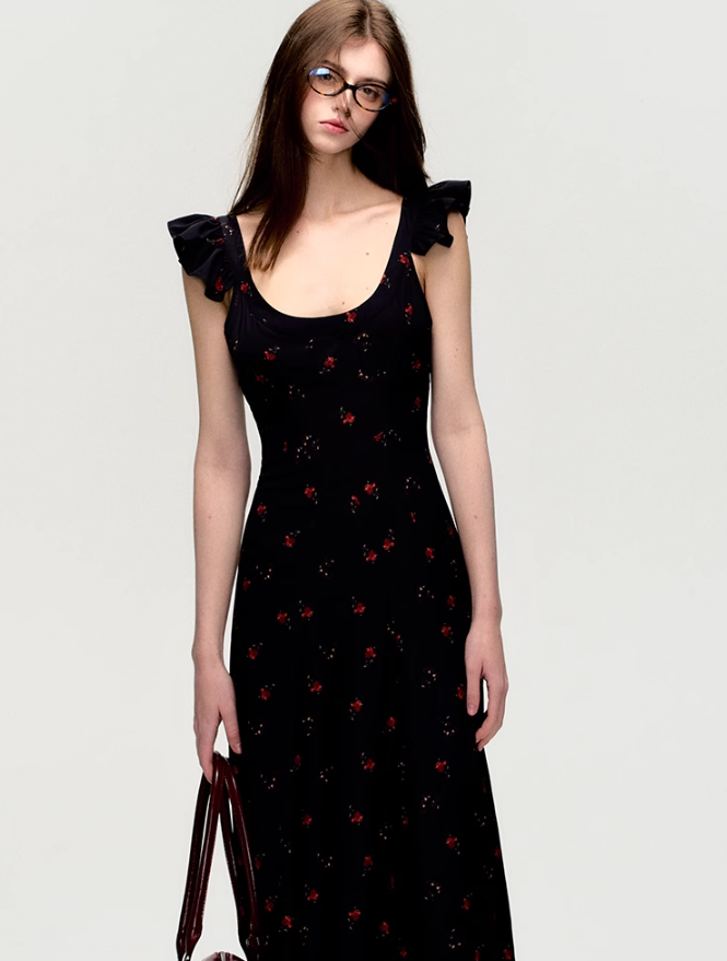 Ruffle Strap Maxi Dress