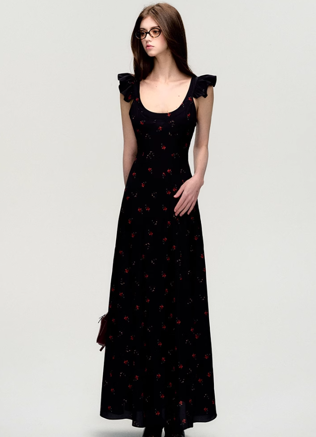 Ruffle Strap Maxi Dress