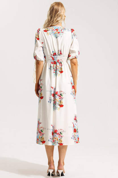 Bottom Puff Sleeve Midi Dress