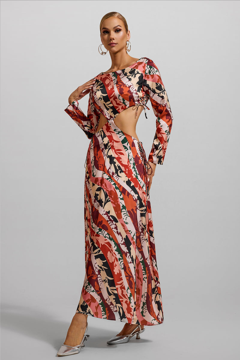 Cut-out Long Sleeve Midi Dress
