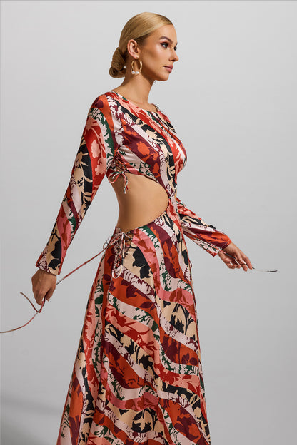 Cut-out Long Sleeve Midi Dress