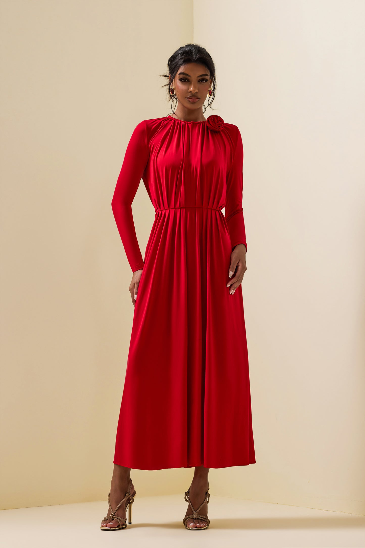 3d Jersey Bottom Midi Dress