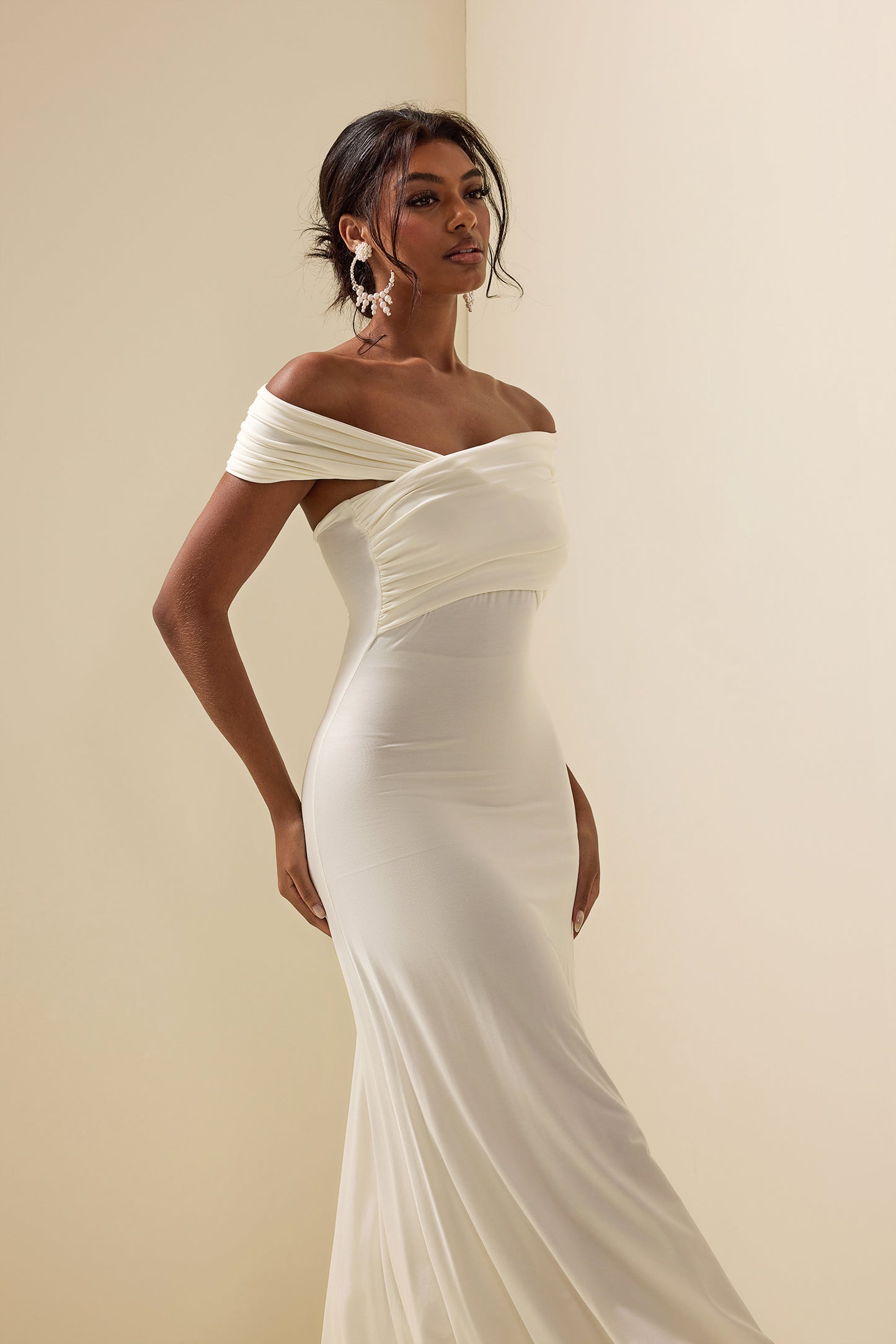 Jersey Off-shoulder Maxi Dress