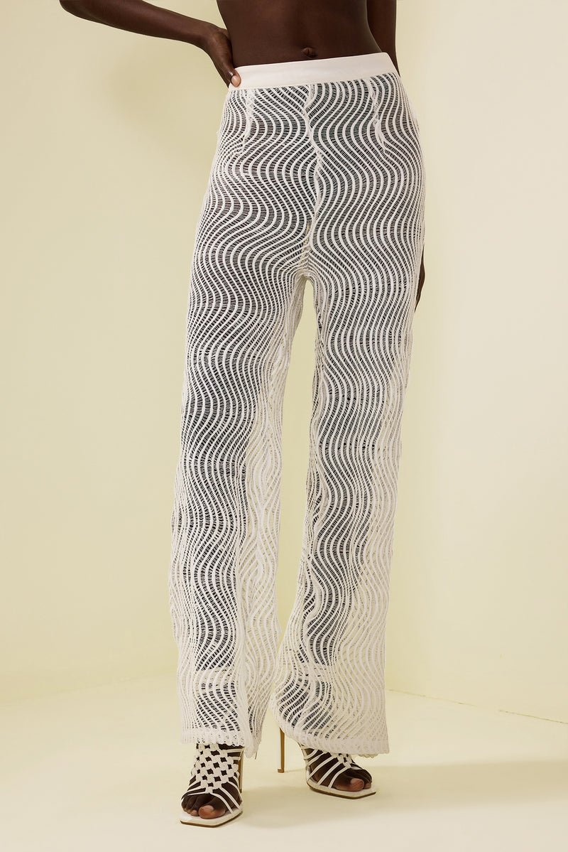Wavy Line Jacquard Mid Waist Pants