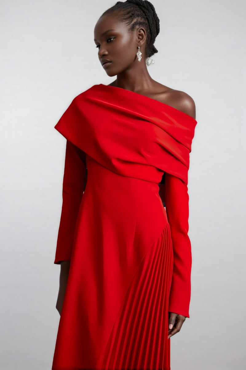Kila Strapless Slant Neck Maxi Dress