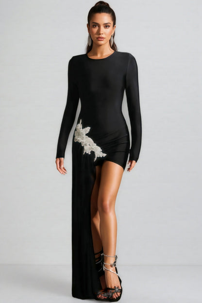 Kawayi Drill Flower Long Sleeve Mini Dress