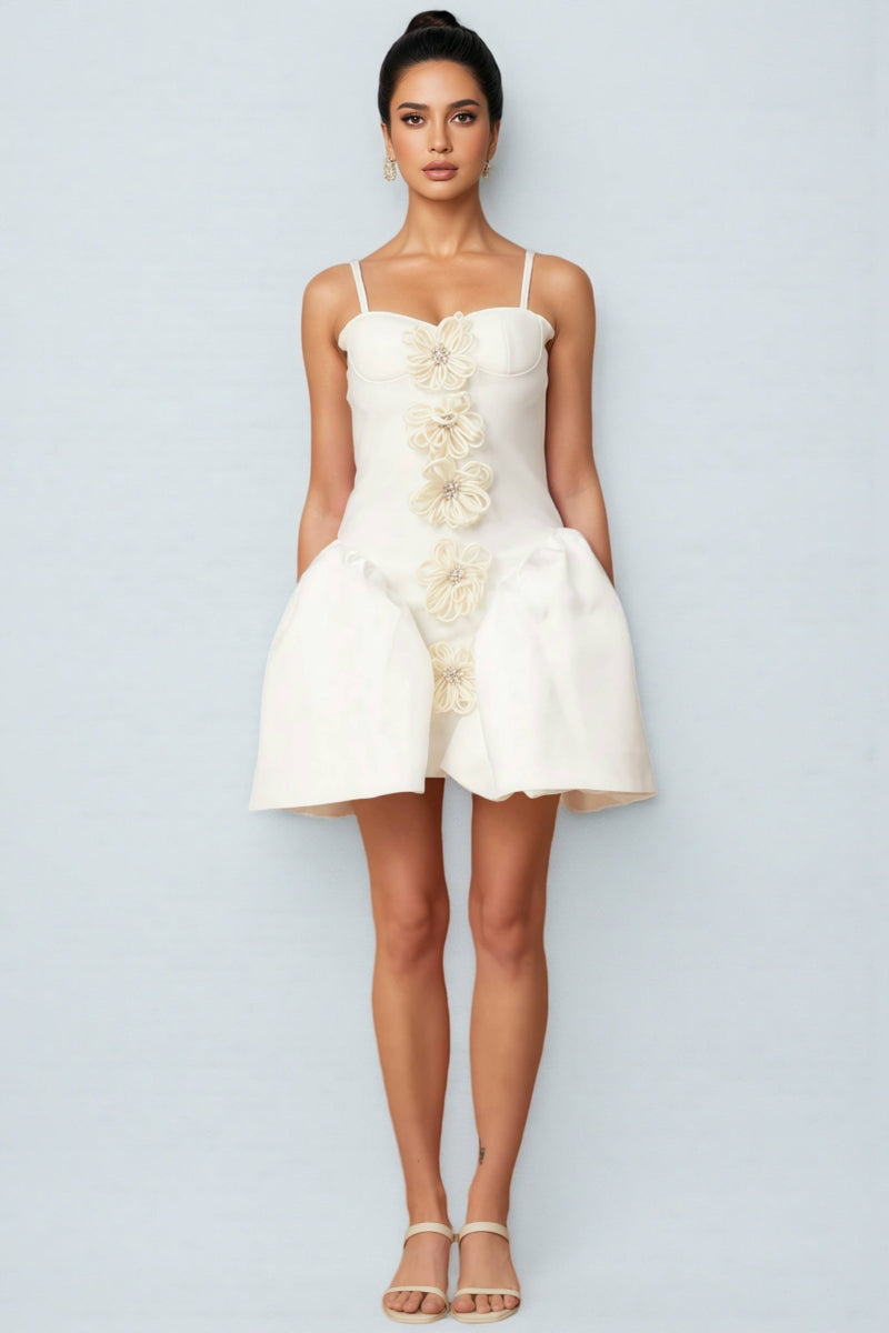 Juyce White 3d Mini Dress