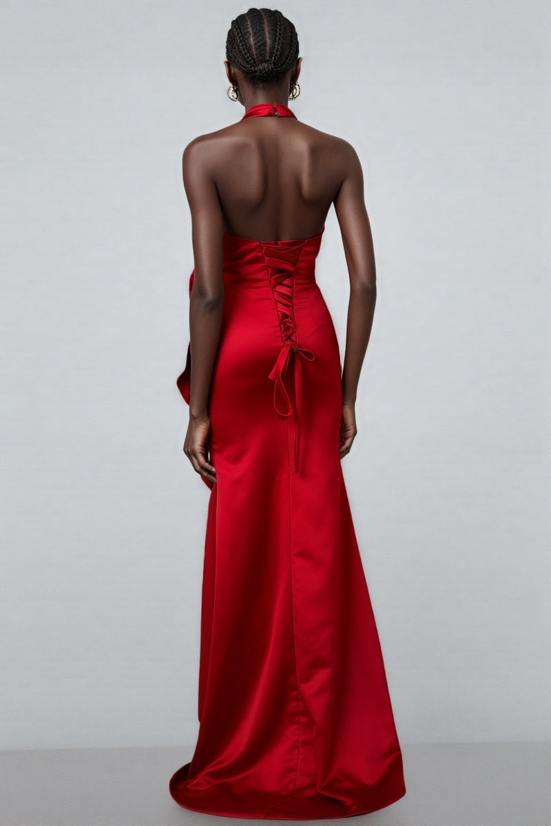 Caiusa Red 3d Ruffle Maxi Dress