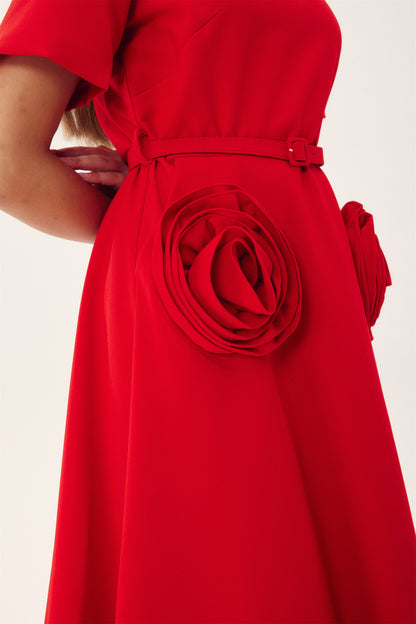 Grace Applique Short Sleeve Midi Dress
