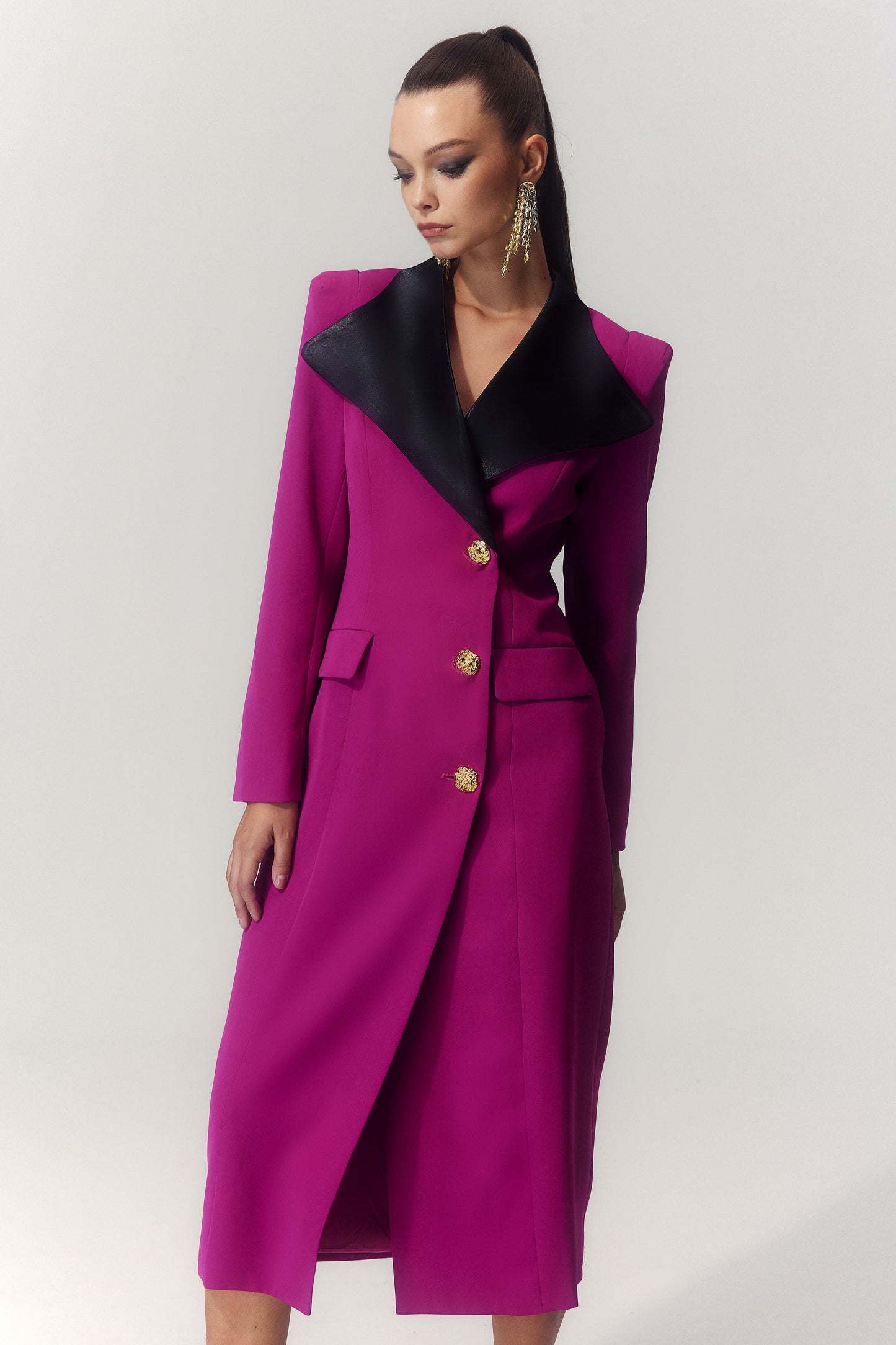 Sylvia Lapel Blazer Midi Dress