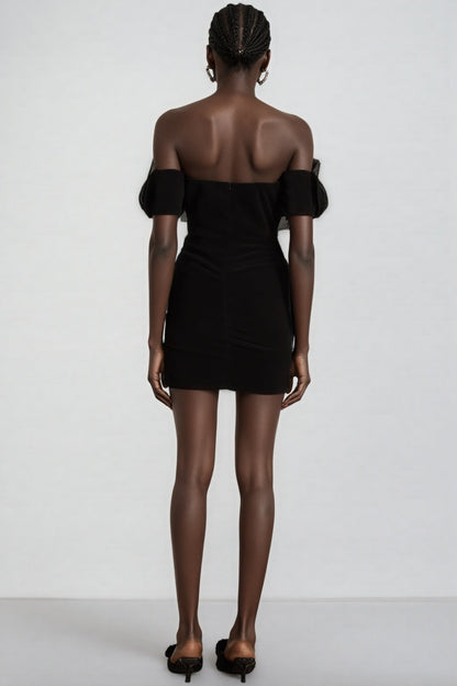 Cassia Black Embroidered Mini Dress