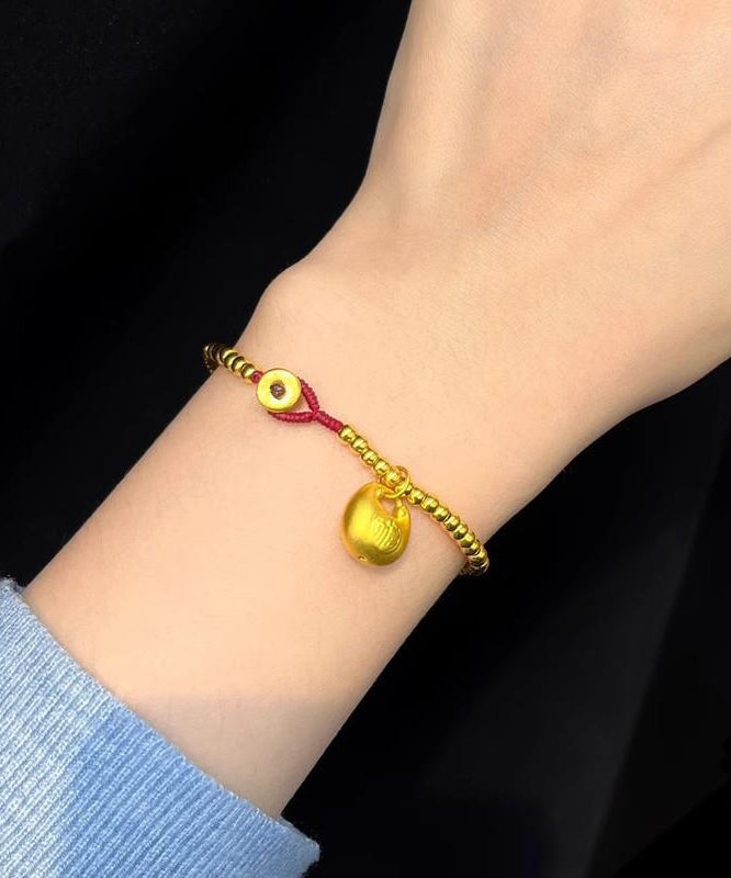 Gold Hand Woven Beading Charm Bracelet
