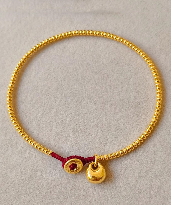 Gold Hand Woven Beading Charm Bracelet