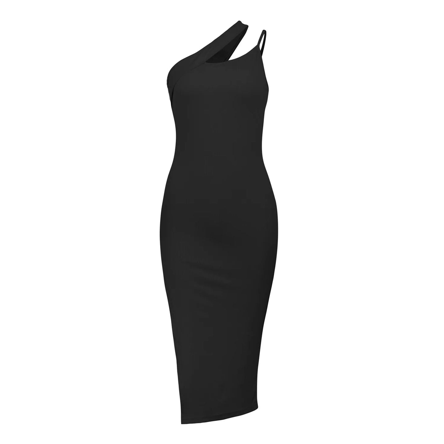 New Slit Oblique Slimming Y2k Midi Dresses