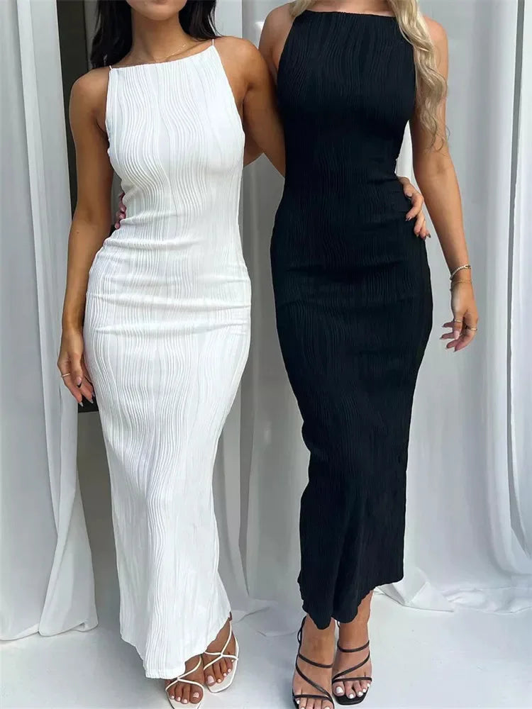 Ruched Sleeveless Summer Split Clubwear Outfits Midi Dresses