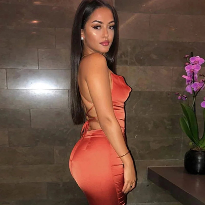 Maxi Puss Nightclub Satin Midi Dresses