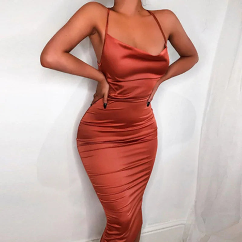 Maxi Puss Nightclub Satin Midi Dresses