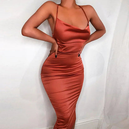 Maxi Puss Nightclub Satin Midi Dresses
